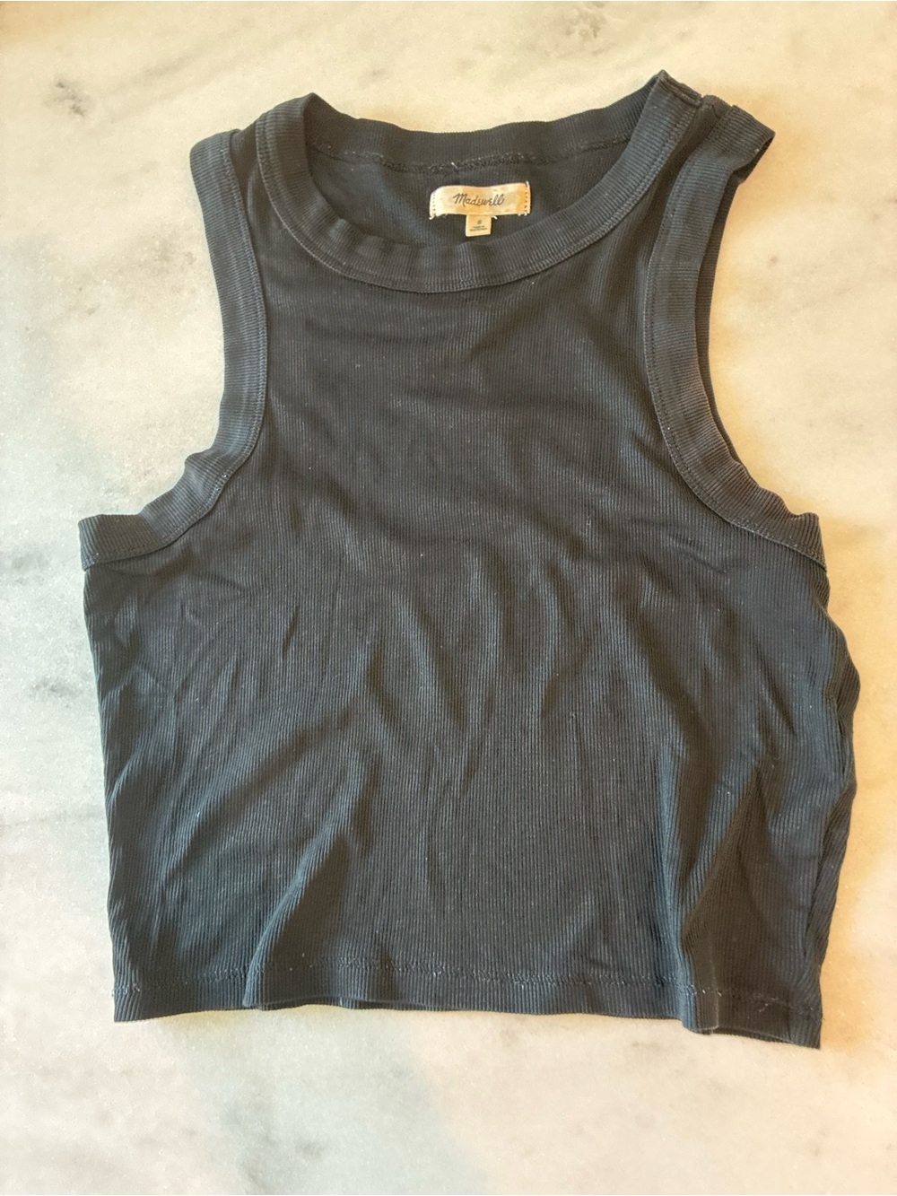 Madewell Black Ribbed Crop Tank